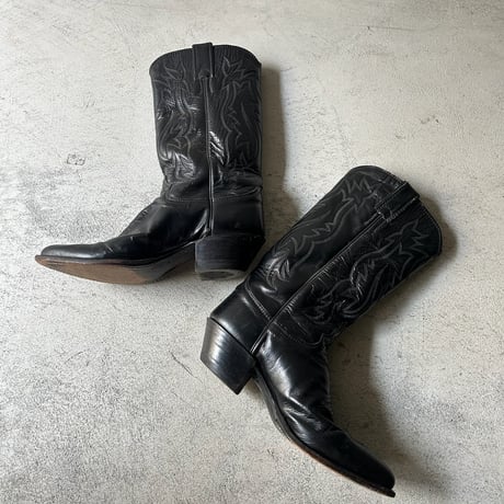ビンテージ　USA製　ウエスタンブーツ　レザー　フラワー　型抜き　シューズ　靴 ビンテージ USA製 ウエスタンブーツ レザー フラワー 型抜き
