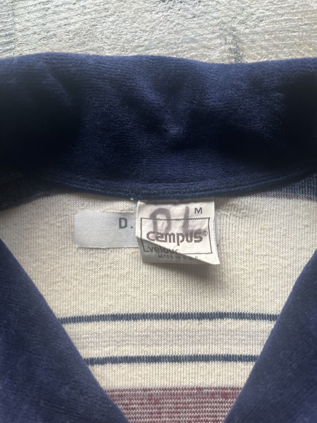 80s Campus border velour L/S polo shirt | sui &