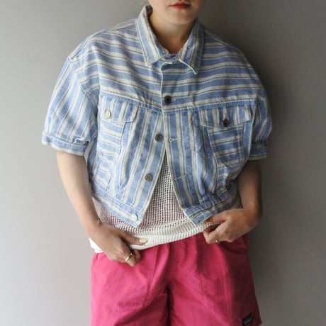 Striped S/S denim jacket