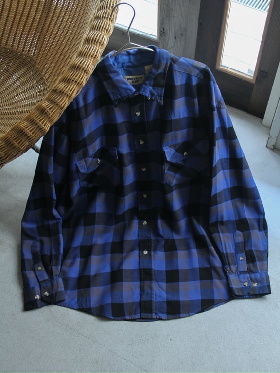 90年代 チェックシャツ（90s North west acryl plaid pattern L/S shirt）