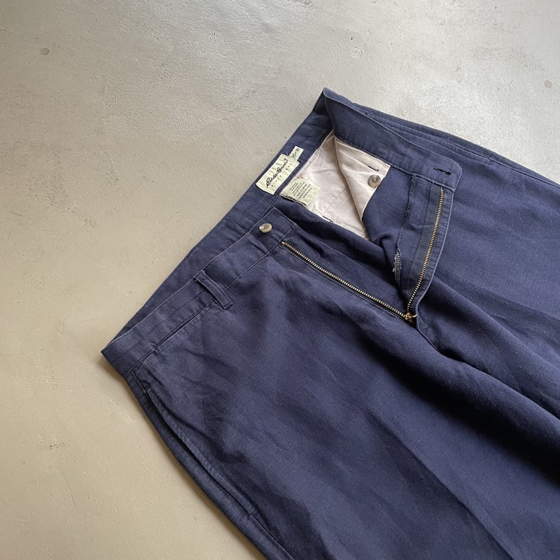 90s Eddie bauer linen×cotton pants “navy” | sui