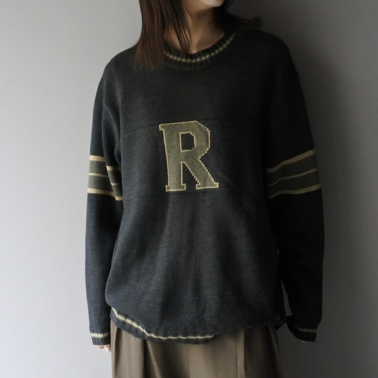 90s Ralph lauren lettered knit sweater｜ラルフローレン
