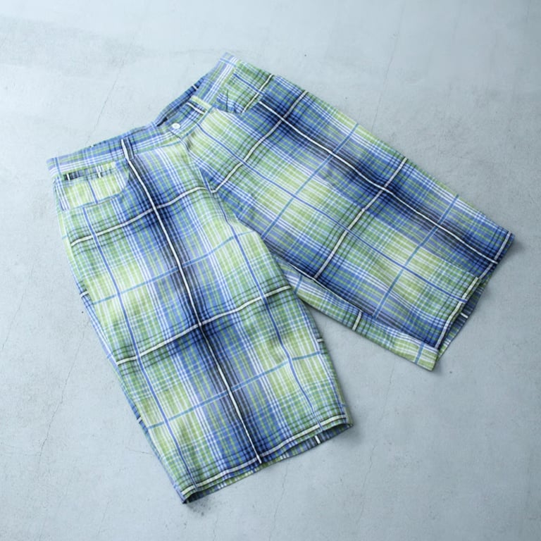 ~00s Plaid pattern cotton/polyester shorts