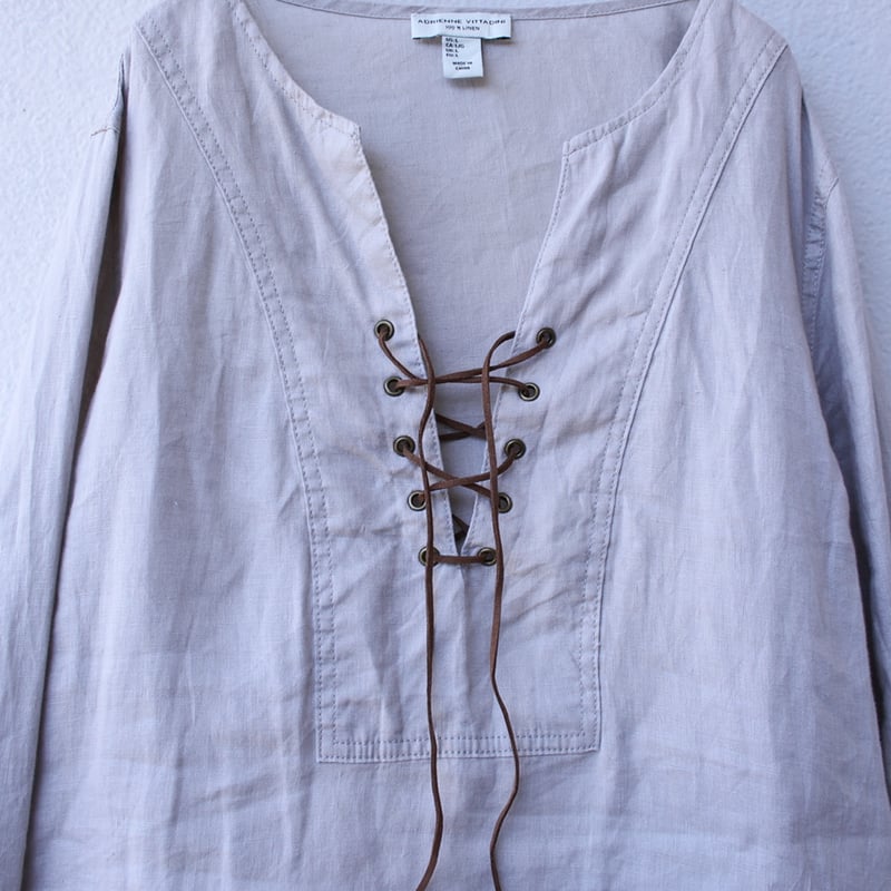 00s Linen lace up design shirt | sui & shara