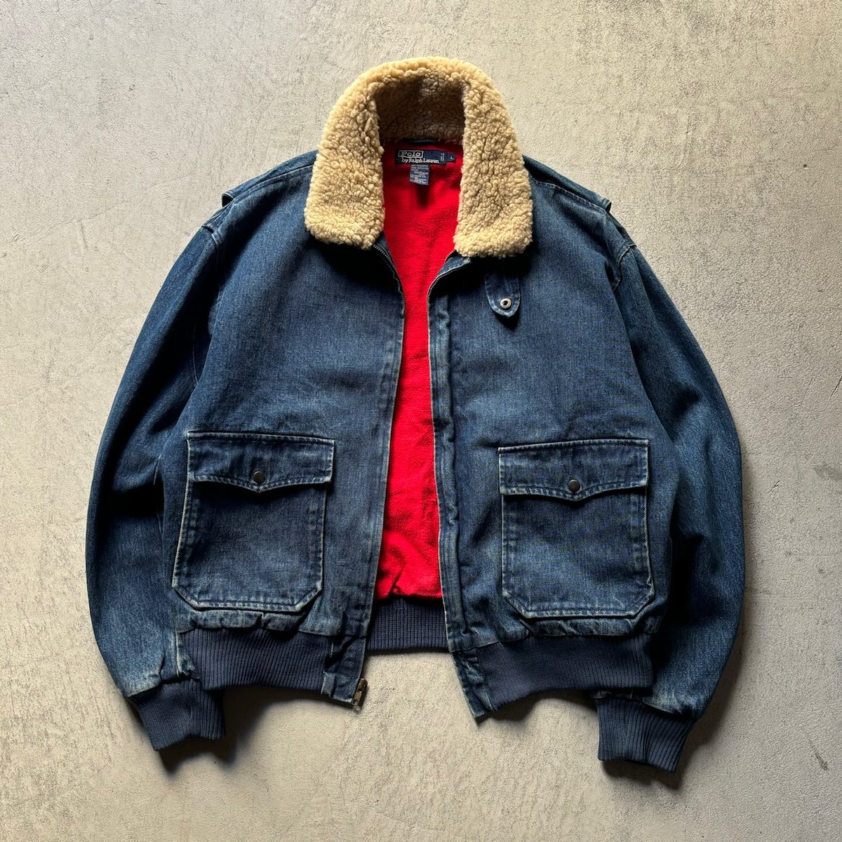 Ralph Lauren デニムジッパージャケット レディース] 80's~ ラルフローレン デニム ジャケット 濃紺
