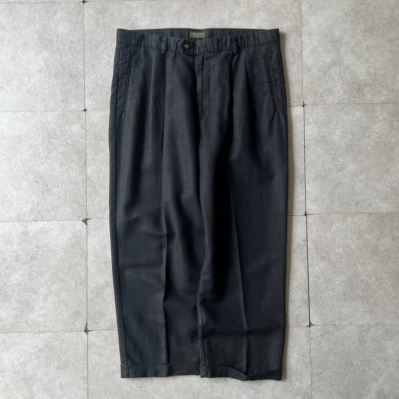90s〜 Dockers 2tuck black linen×cotton slacks |