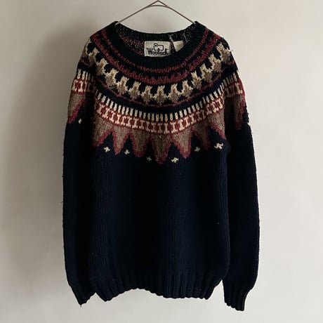 70s Wool rich nordic pattern knit sweater