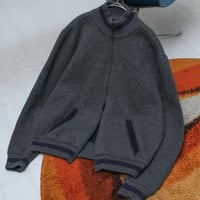 90s Bi-color wool double zip up jacket
