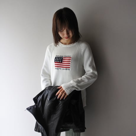 ✤ラルフローレン新品同様✤ホースマーク付ダウン80 希少 ポロラルフローレン 刺繍ロゴ 背番号 切替えし バイカラー