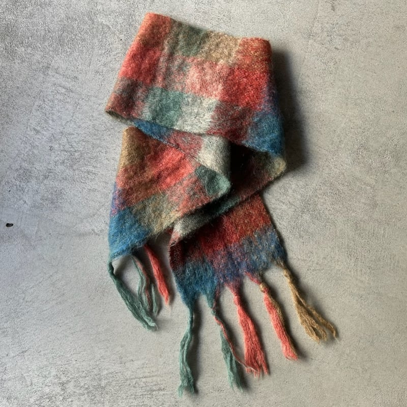 Plaid pattern mohair muffler | sui & shara