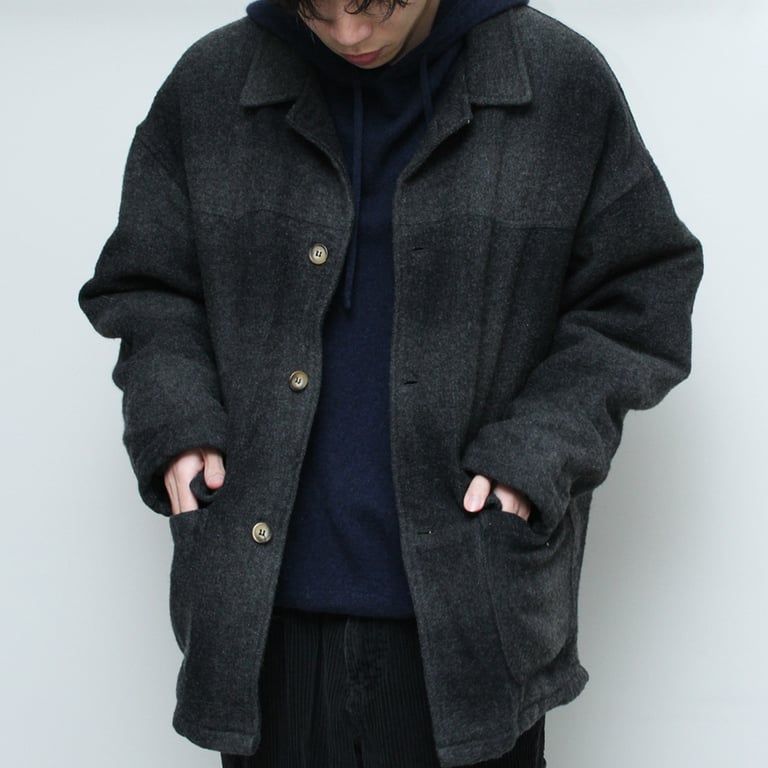 80s~ Plaid pattern wool chore jacket made in france