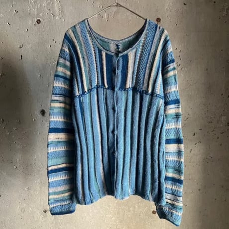 stripe design knit cardigan