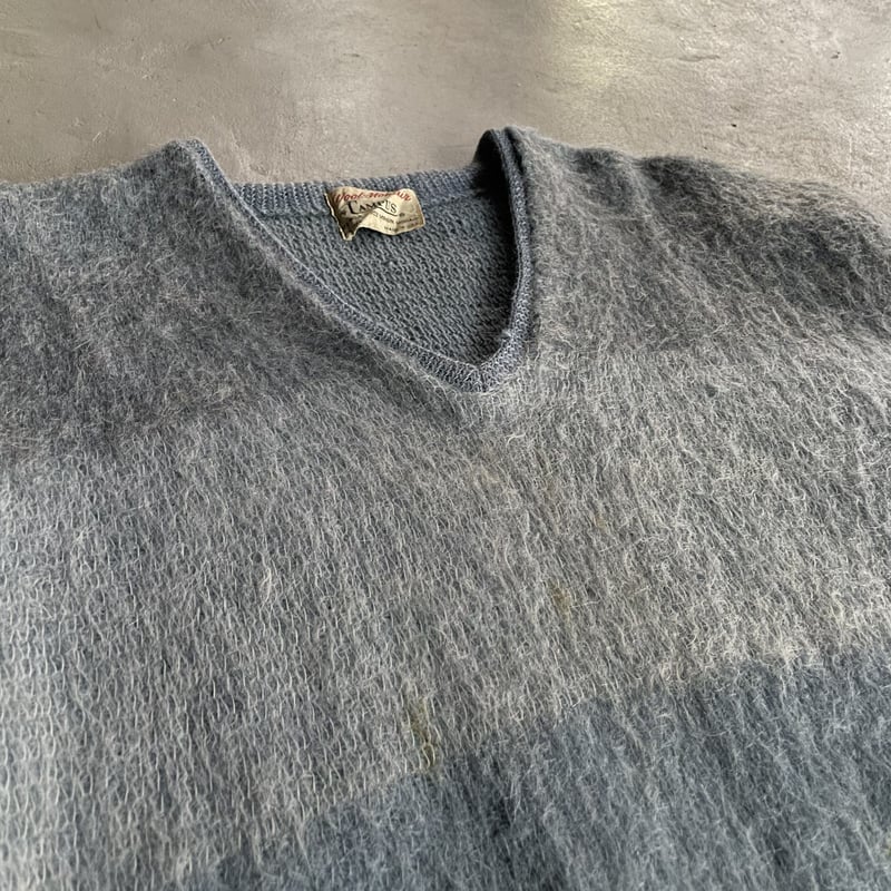 USA製 60s CAMPUS 毛足長Vネック モヘア セーター 60s Campus border pattern V neck mohair knit |