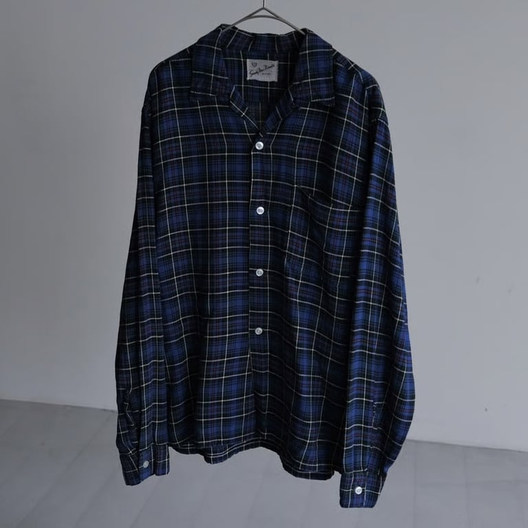 〜60s Sandy Mac Donald plaid open collar rayon shirt