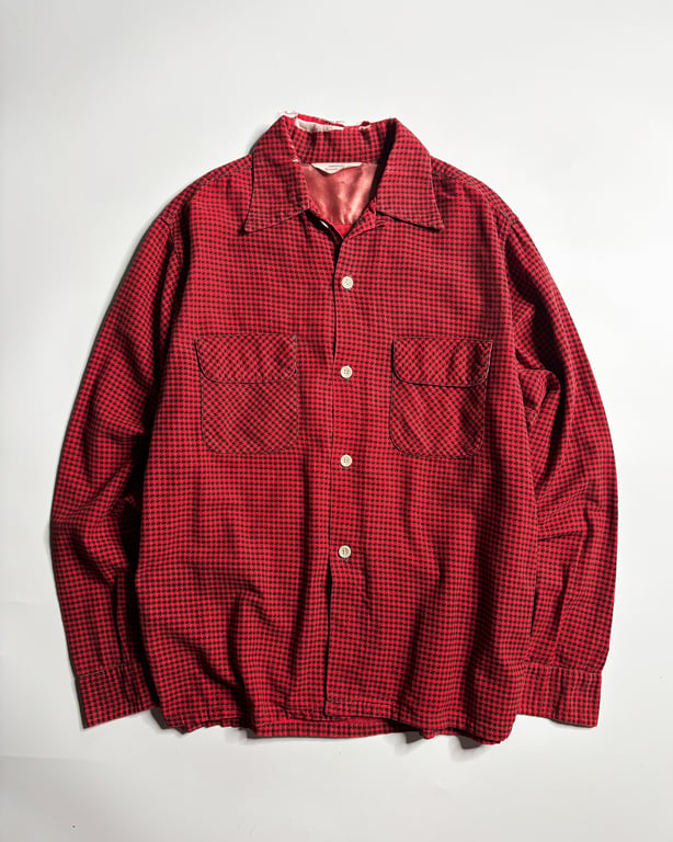 60年代 ネルシャツ（60’s~ Yank shirt houndstooth print cotton flannel shirt）