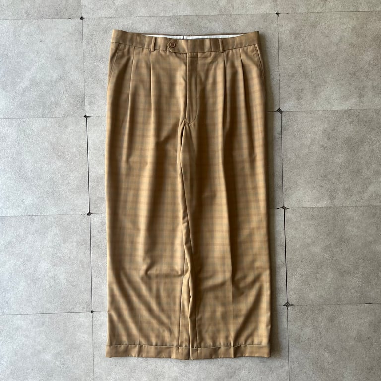 90年代 スラックス（90s Soprano 2tuck plaid polyester×rayon slacks）