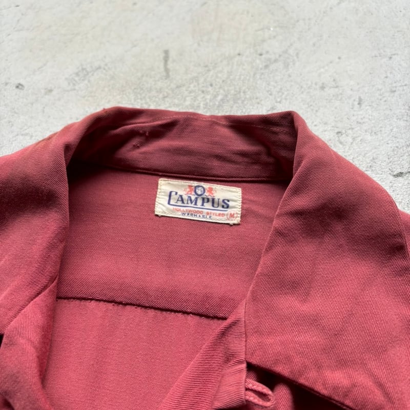 50s Campus rayon gabardine open collar shirt |