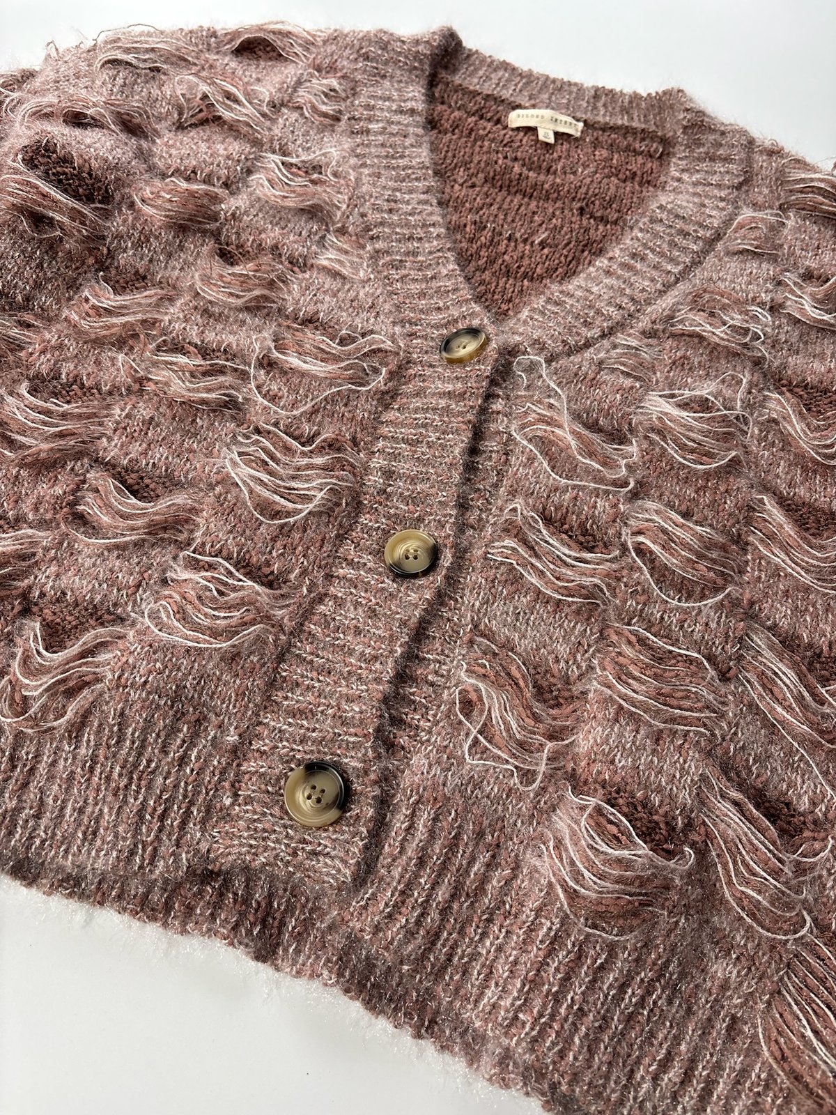 polyester×acryl woven plaid knit cardigan