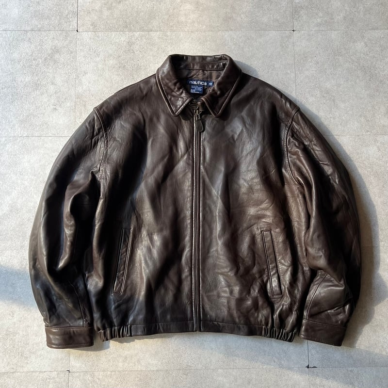 ジャケット・アウター 90s nautica leather blouson 古着 90s Nautica 2way 本革 オール レザー ジャケット ブルゾン