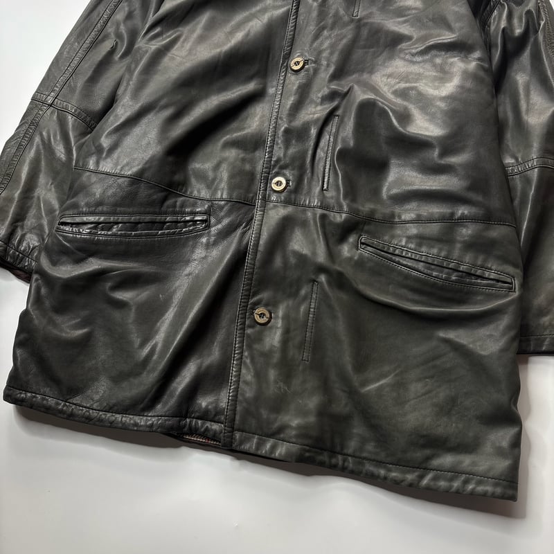 80's~ Burberry sheep skin leather half coat | s