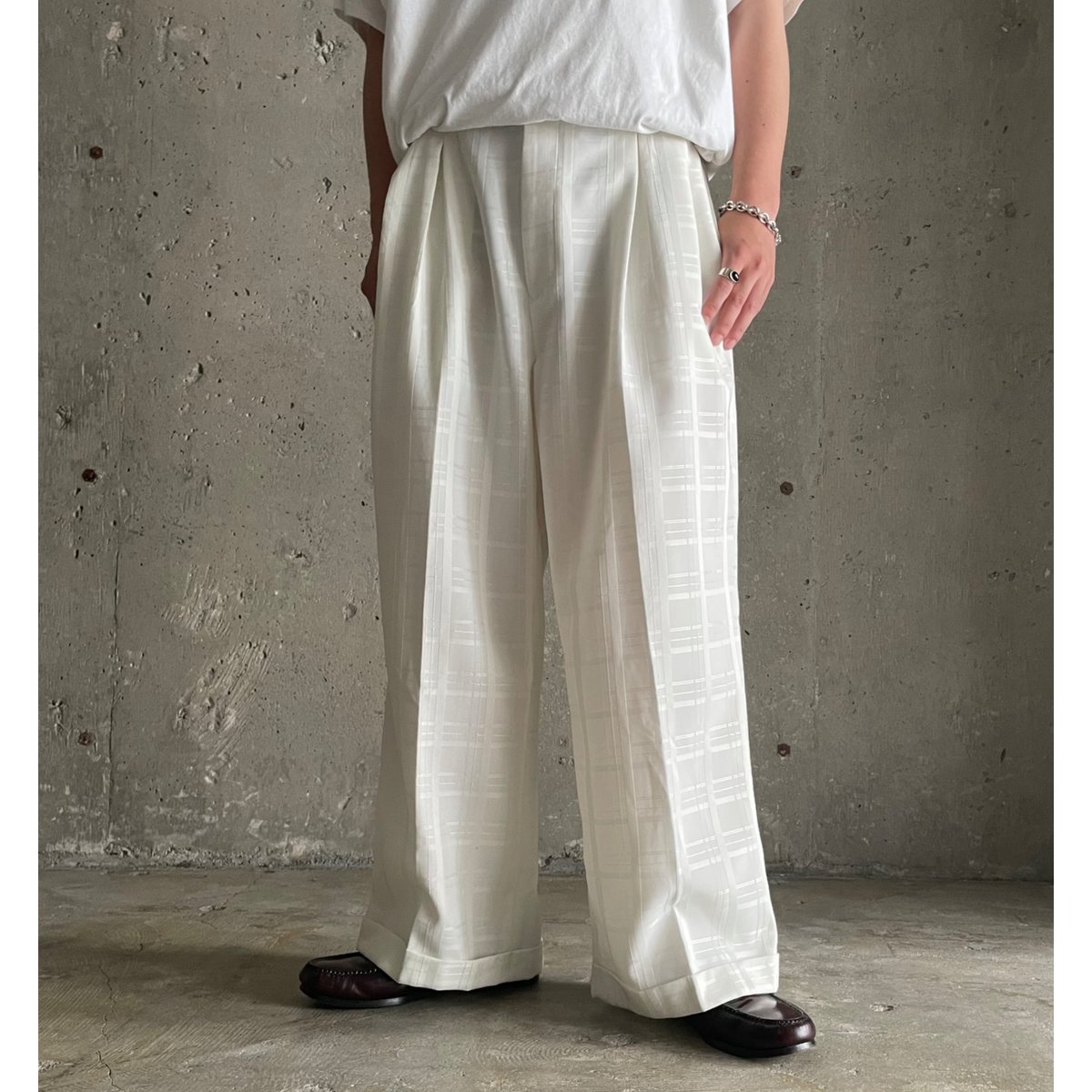 (古着)90s pronti 極太チェックスラックス パンツ　ギャング 古着)90s pronti 極太チェックスラックス パンツ ギャング