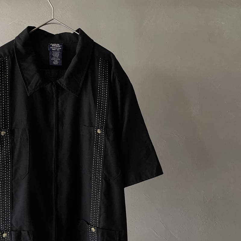 90s John blair polyester×rayon zip-up shirt | s