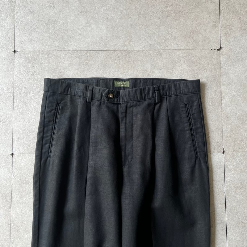90s〜 Dockers 2tuck black linen×cotton slacks |