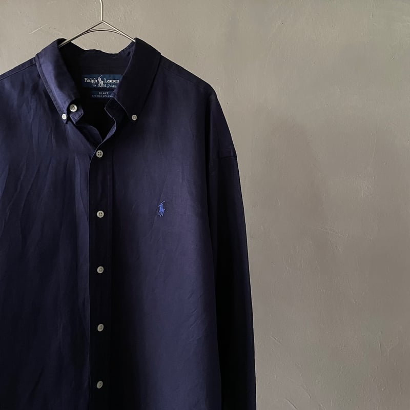 90s Ralph lauren silk×linen BD shirt “BLAKE” |