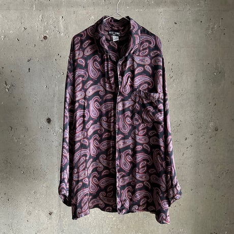 90's~ paisley pattern silk sleeping shirt