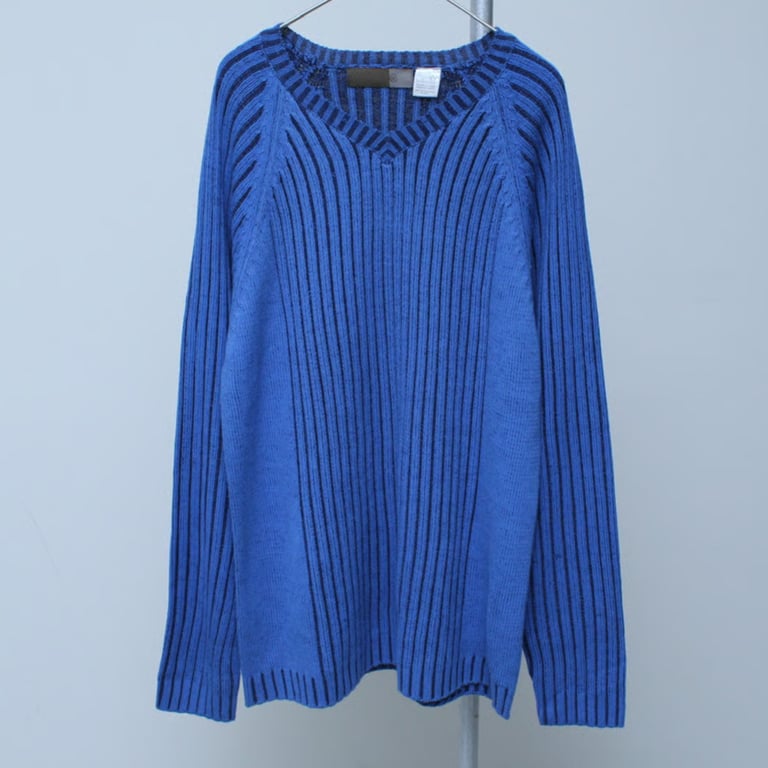 00s V-neck rib knit sweater