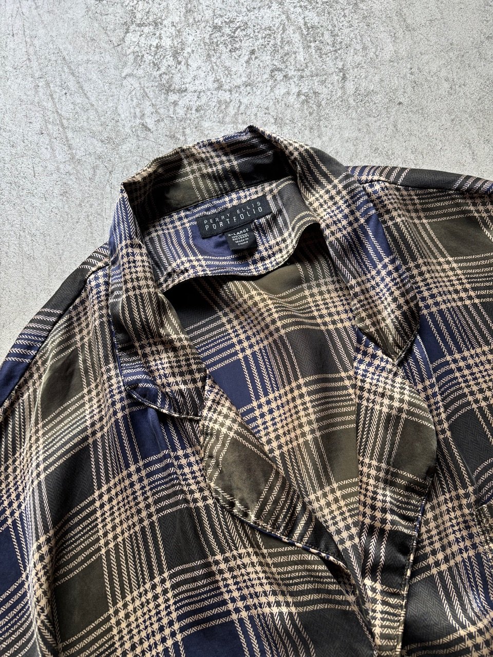 90s PERRY ELLIS PORTFOLIO plaid silk sleeping s