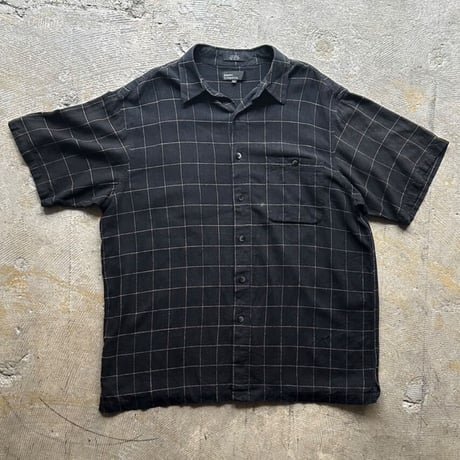Plaid pattern linen/rayon shirt