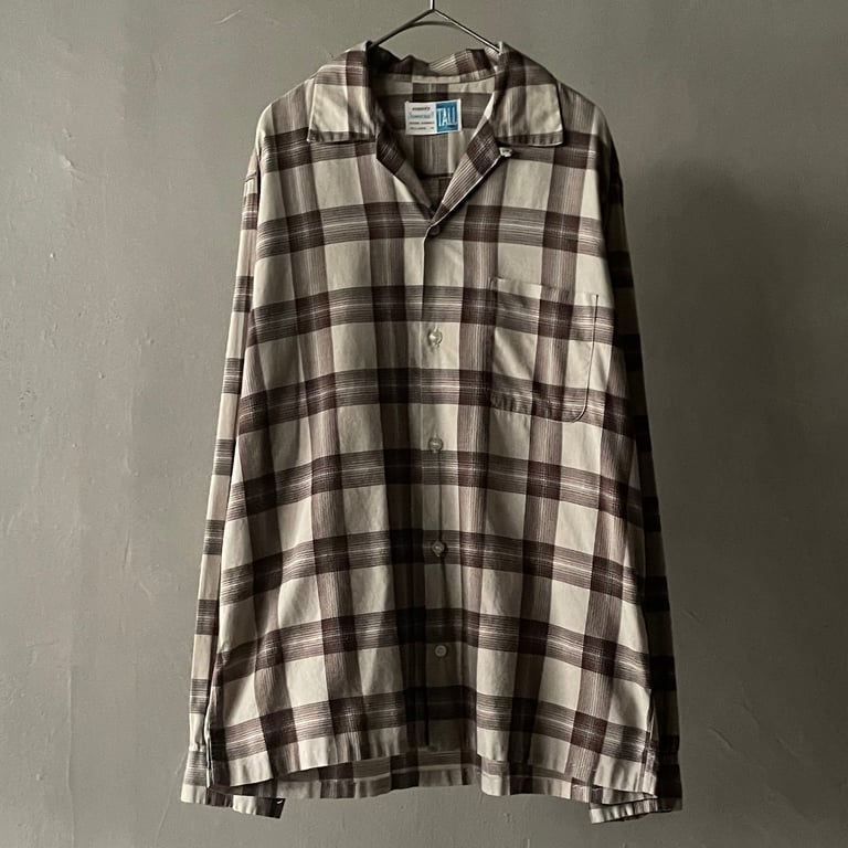 1960s Towncraft plaid cotton shirt ″TALL″