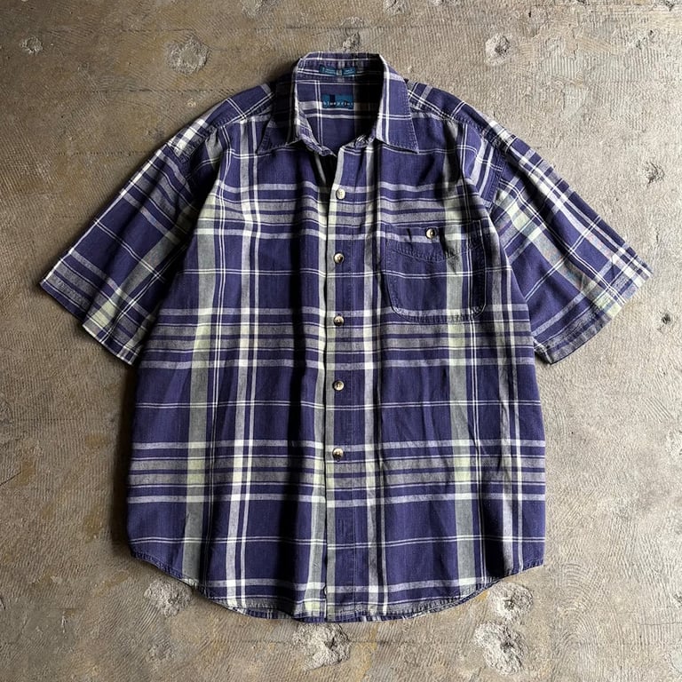 90年代 リネンシャツ（90's~ Plaid pattern linen/cotton shirt）