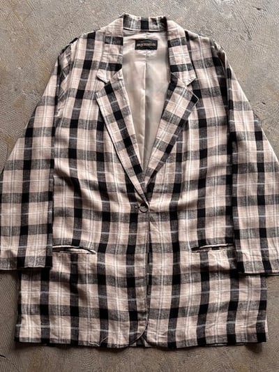 90年代 テーラードジャケット（90's Plaid pattern easy tailored jacket）