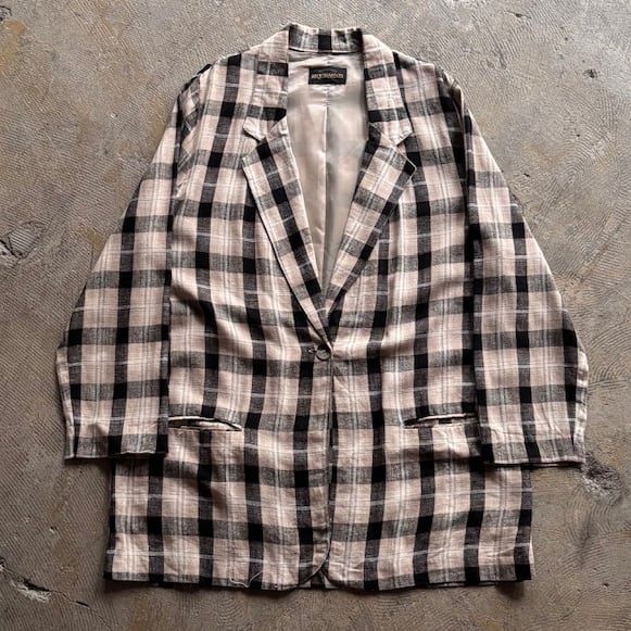 90年代 テーラードジャケット(90's Plaid pattern easy tailored jacket)