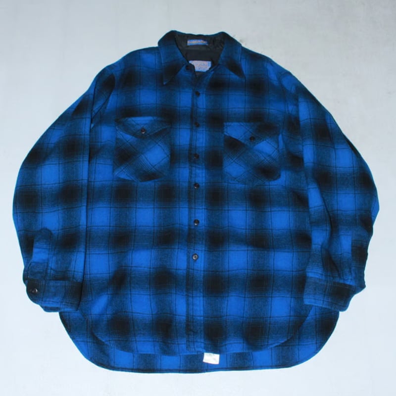 【SALE★】Pendleton/70s/L/ブルー/青/オンブレ/シャツ/FJ Pendleton ウールシャツ “青ベース / オンブレチェック