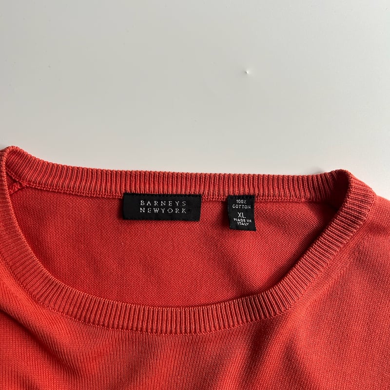 90's~ BARNEYS NEWYORK cotton knit sweater ”made