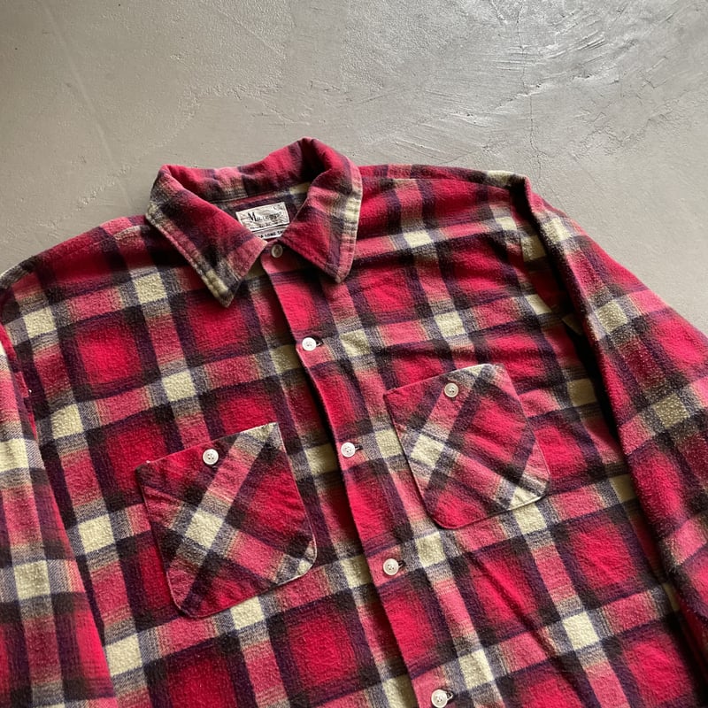 60s Mr.leggs check pattern print flannel shirt 