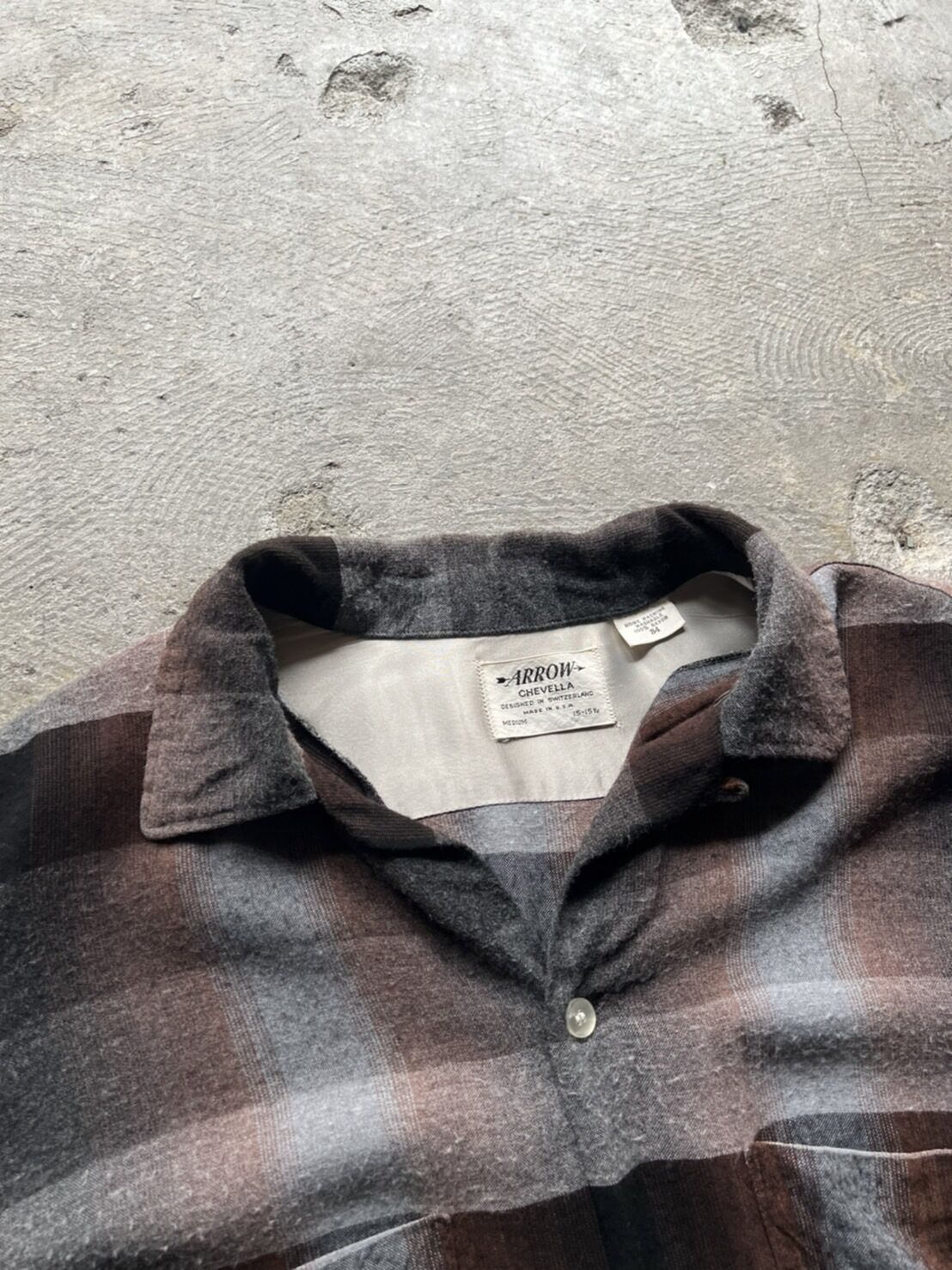 60s ARROW ombre check pattern open collar rayon 60s ARROW ombre check pattern open collar rayon