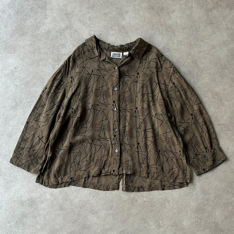 90s CHICO’S Design リネンレーヨン　ミリタリーシャツジャケット 1990's 