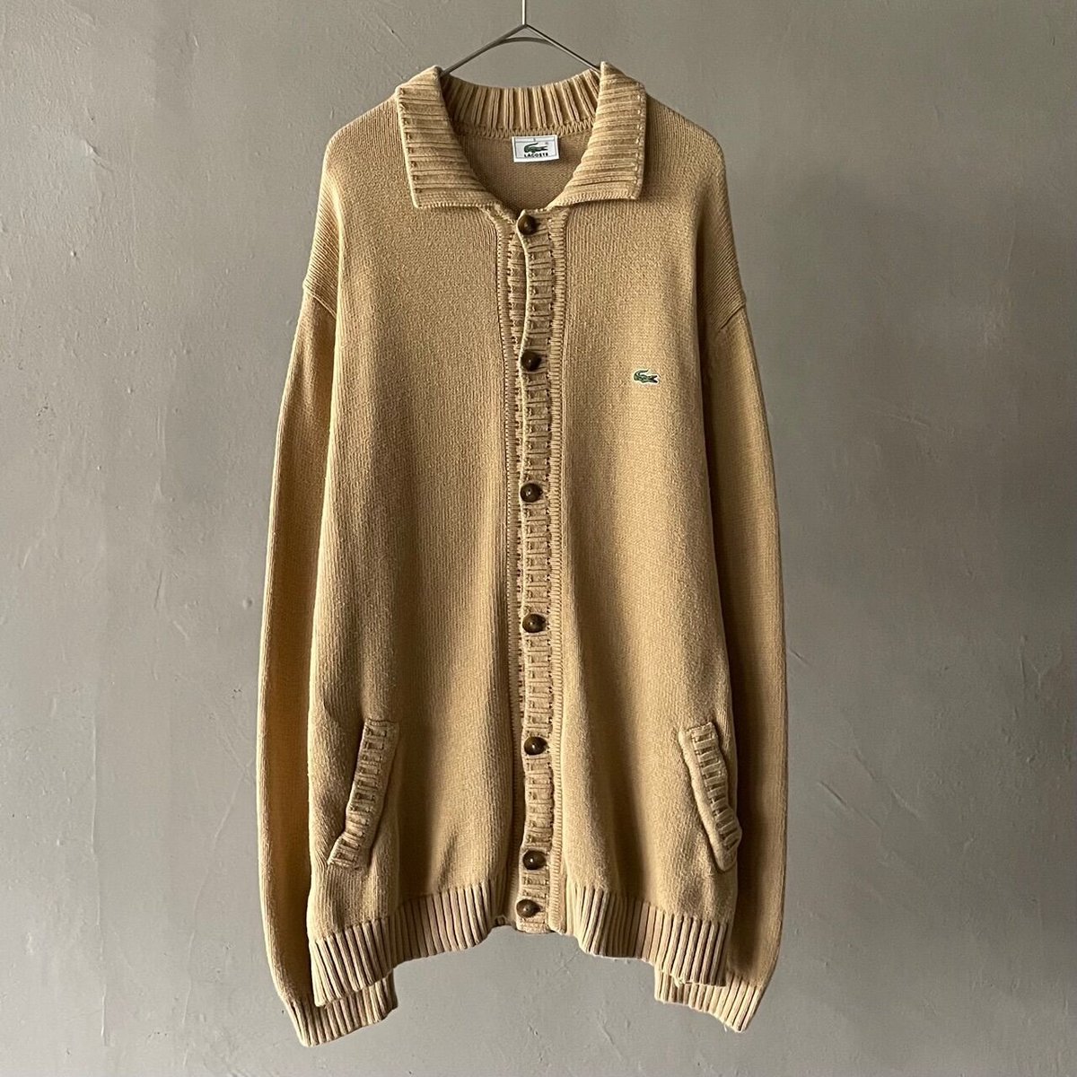 80s~ Lacoste cotton knit polo cardigan “BASI S. 80s~ Lacoste cotton knit polo cardigan “BASI S.