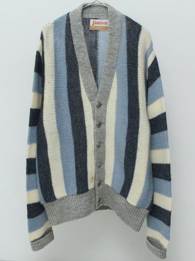 60年代 カーディガン(60s JANTZEN stripe pattern wool knit cardigan made in usa)