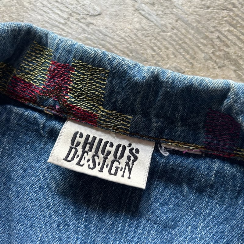 Chico’s design デニム　刺繍　ジャケット　アウター　vintage 90s chico's design native american design embro