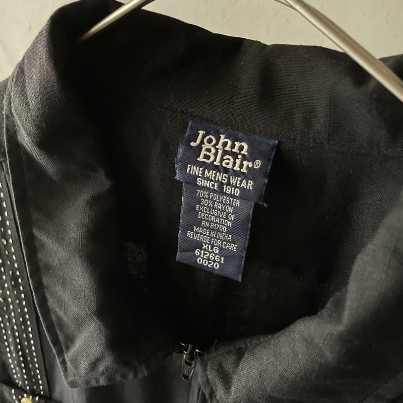 90s John blair polyester×rayon zip-up shirt | s