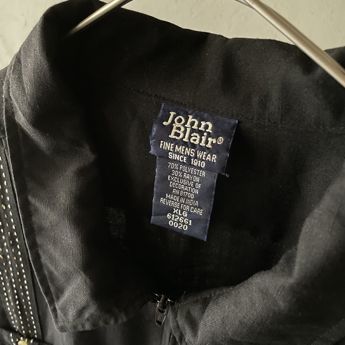 90s John blair polyester×rayon zip-up shirt | s