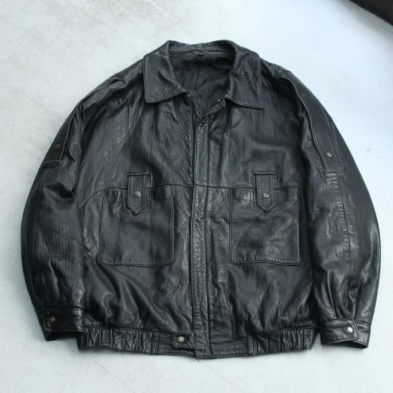 90年代 レザージャケット(90s Leather design zip up jacket made in spain)