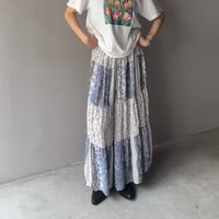 floral pattern rayon tiered long skirt