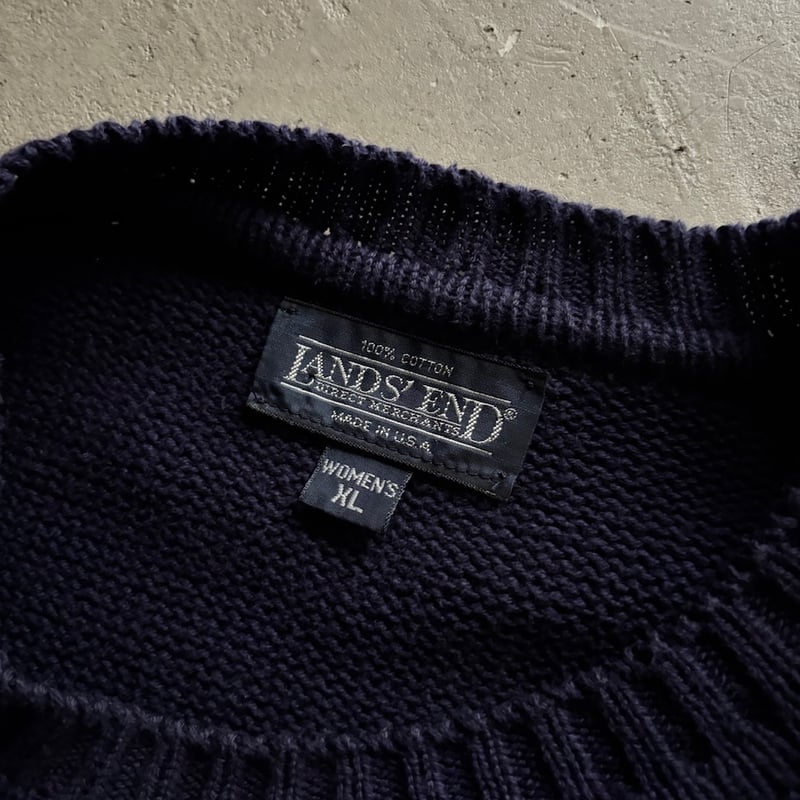 80s~ Lands'end cotton drifter sweater “made in