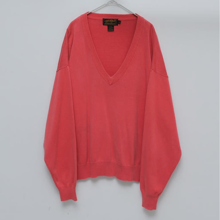 80s Eddie bauer V-neck cotton knit sweater｜エディーバウアー